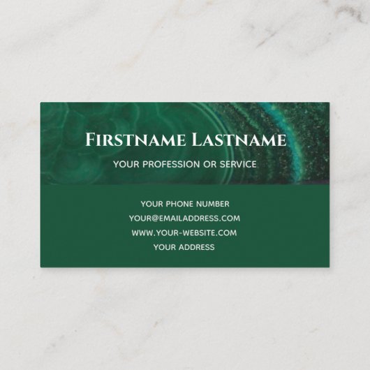 Elegant monogram 2-toonkleurige groene kristallen visitekaartje (Achterkant)