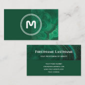 Elegant monogram 2-toonkleurige groene kristallen visitekaartje (Voorkant / Achterkant)