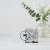 Elegant monogram 2-toonlichtkristaloppervlak visitekaartje (Staand voorkant)