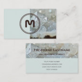 Elegant monogram 2-toonlichtkristaloppervlak visitekaartje (Voorkant / Achterkant)