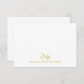 Elegant Monogram 3 Initial Name Gold Note Card Notitiekaartje (Voorkant / Achterkant)