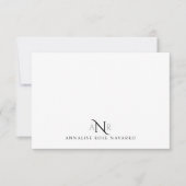 Elegant Monogram 3 Initial Name Note Card Notitiekaartje (Voorkant)