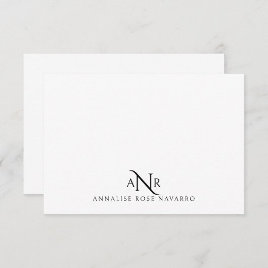 Elegant Monogram 3 Initial Name Notitiekaartje (Voorkant / Achterkant)