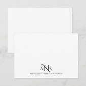 Elegant Monogram 3 Initiële Naam Notitiekaartje (Voorkant / Achterkant)