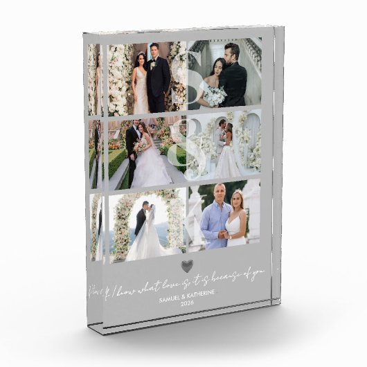 Elegant Monogram 6 Photo Collage Valentine's Gift Fotoblokken (Links)