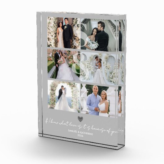 Elegant Monogram 6 Photo Collage Valentine's Gift Fotoblokken (Rechts)