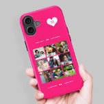 Elegant monogram 9 foto collage heet roze iPhone 16 hoesje<br><div class="desc">Voeg negen familie,  kinderen,  huisdieren of beste vrienden afbeeldingen en creëer uw eigen mooie fotocollage telefoonhoesje met uw monogram naam initiaal in een wit hart over een hete roze achtergrond.            Eenvoudig te personaliseren met uw aangepaste vierkante afbeeldingen en letter</div>