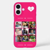 Elegant monogram 9 foto collage hete roze Case-Mate iPhone case (Achterkant)