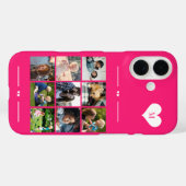 Elegant monogram 9 foto collage hete roze Case-Mate iPhone case (Achterkant (horizontaal))