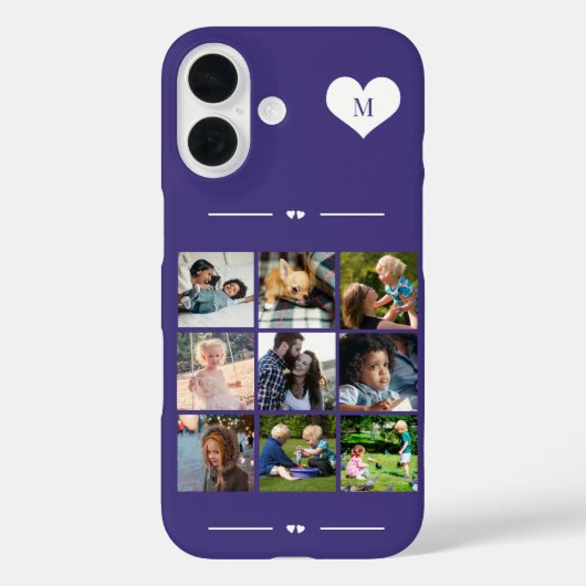 Elegant monogram 9 foto collage paarse Case-Mate iPhone case (Achterkant)