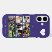 Elegant monogram 9 foto collage paarse Case-Mate iPhone case (Achterkant (horizontaal))