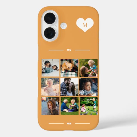 Elegant monogram 9 foto collage sinaasappel Case-Mate iPhone case (Achterkant)