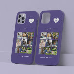 Elegant monogram 9 fotocollage Case-Mate iPhone 14 hoesje<br><div class="desc">Voeg negen familie,  kinderen,  huisdieren of beste vrienden afbeeldingen toe en creëer je eigen mooie fotocollage-telefoonbehuizing met je monogram-naam initiaal in een wit hart boven een paarse vrouwelijke achtergrond.           Gemakkelijk om met uw douane vierkante afbeeldingen en brief te personaliseren</div>