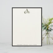Elegant Monogram A Letterhead in Ecru Briefhoofd (Staand voorkant)