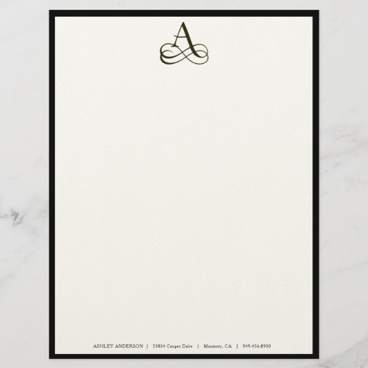 Elegant Monogram A Letterhead in Ecru Briefhoofd (Voorkant)