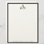 Elegant Monogram A Letterhead in Ecru Briefhoofd (Voorkant / Achterkant)