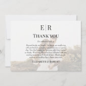 Elegant Monogram Aangepaste Foto Bruiloft Bedankkaart (Voorkant)