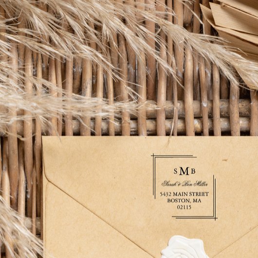 Elegant monogram - Aangepaste namen en adres Zelfinktende Stempel