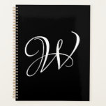 Elegant monogram aangepaste script kalligrafie ini planner<br><div class="desc">Elegant monogram aangepaste script kalligrafie initiaal letter gepersonaliseerde planner. Aangepaste witte tekst op zwarte achtergrond. Controleer de rest van Brighton Projects collectie voor het matchen en coördineren van items. Voel je vrij om een bericht te sturen voor vragen of ontwerphulp.</div>