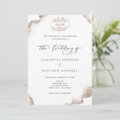 Elegant Monogram, Aardse Tonen Waterverf, Bruiloft Kaart (Staand voorkant)