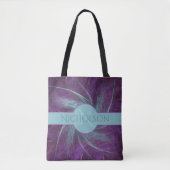 Elegant Monogram Abstract Spiral Paars Blauwgroen Tote Bag (Voorkant)