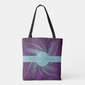 Elegant Monogram Abstract Spiral Paars Blauwgroen Tote Bag (Achterkant)