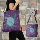Elegant Monogram Abstract Spiral Paars Blauwgroen Tote Bag