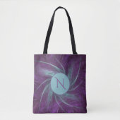Elegant Monogram Abstract Spiral Paars Blauwgroen Tote Bag (Voorkant)