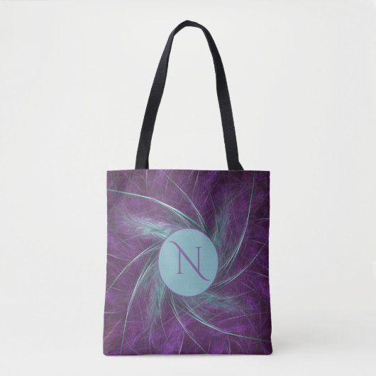 Elegant Monogram Abstract Spiral Paars Blauwgroen Tote Bag (Voorkant)