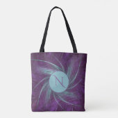 Elegant Monogram Abstract Spiral Paars Blauwgroen Tote Bag (Achterkant)