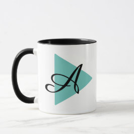 Elegant Monogram Abstract Teal Driehoek Mok