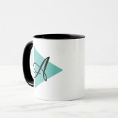 Elegant Monogram Abstract Teal Driehoek Mok (Voorkant links)