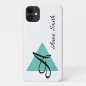 Elegant Monogram Abstract Teal Ontwerp Case-Mate iPhone Case (Achterkant)