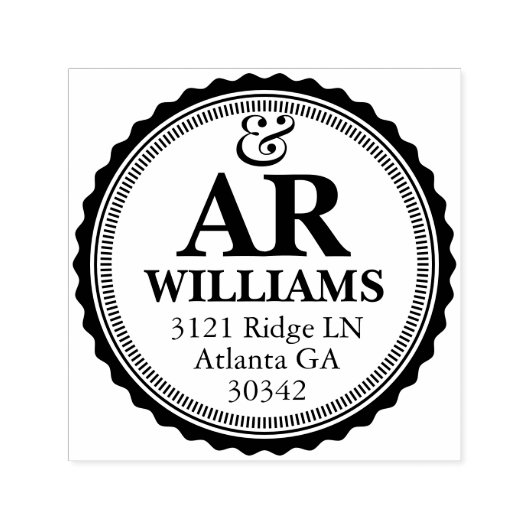 Elegant Monogram Address Rubber Stamp Zelfinktende Stempel (Design)