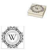 Elegant Monogram Adres Bruiloft Rubberstempel (Gestempeld)