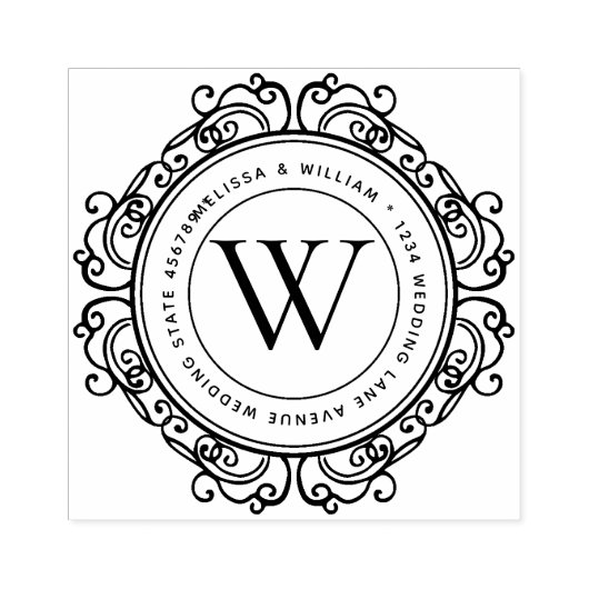 Elegant Monogram Adres Bruiloft Rubberstempel (Afrduk)