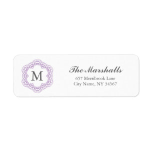 Elegant Monogram Adreslabel / Grijs & Lavendel Etiket