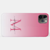 Elegant Monogram Afbeelding Naam Roze Ombre Case-Mate iPhone Case (Achterkant (horizontaal))