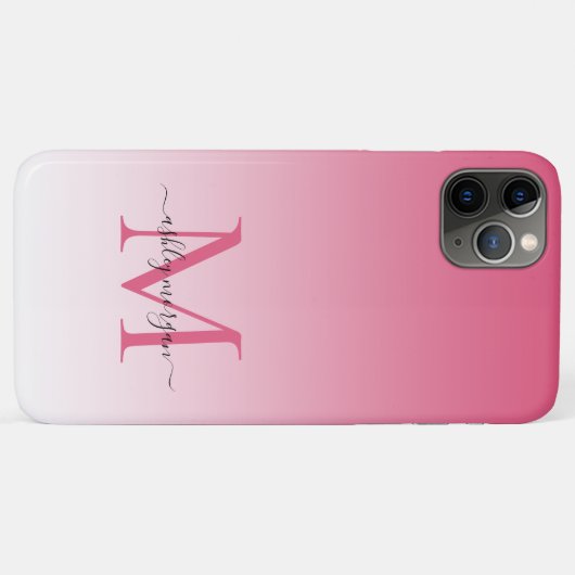 Elegant Monogram Afbeelding Naam Roze Ombre Case-Mate iPhone Case (Achterkant (horizontaal))