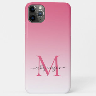 Elegant Monogram Afbeelding Naam Roze Ombre Case-Mate iPhone Case