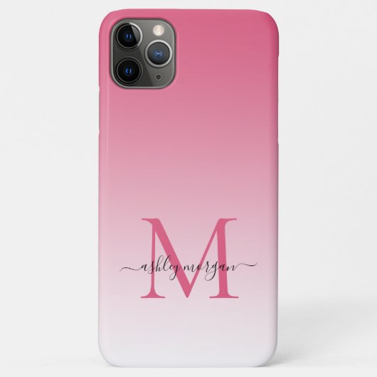 Elegant Monogram Afbeelding Naam Roze Ombre Case-Mate iPhone Case (Achterkant)