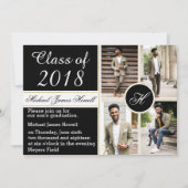 Elegant monogram Afstuderen Uitnodigen Kaart (Voorkant)