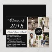 Elegant monogram Afstuderen Uitnodigen Kaart (Voorkant / Achterkant)