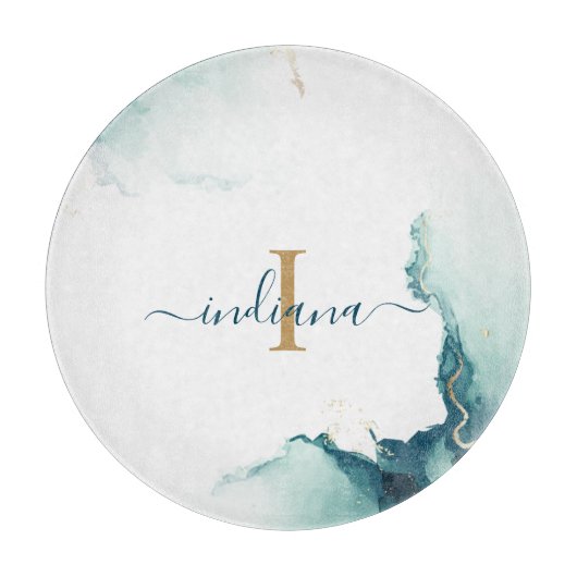 Elegant monogram agaat script chique snijplank (Voorkant)