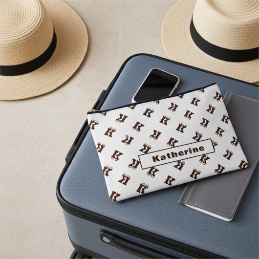 Elegant monogram alfabet patroon Eenvoudig bruin Etui