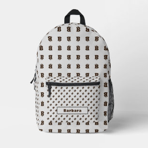 Elegant monogram alfabet patroon naam bruin bedrukte rugzak