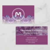 Elegant monogram amethyst 2 tonus violet gemalen visitekaartje (Voorkant / Achterkant)