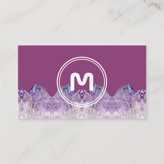 Elegant monogram amethyst 2 tonus violet gemalen visitekaartje (Voorkant)