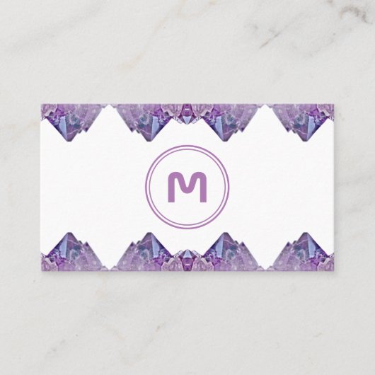 Elegant monogram amethyst twee tonus violet gems b visitekaartje (Voorkant)