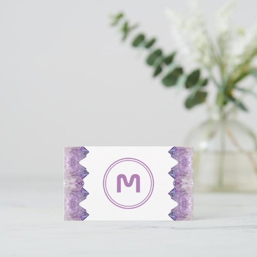 Elegant monogram amethyst twee tonus violet gems b visitekaartje (Staand voorkant)